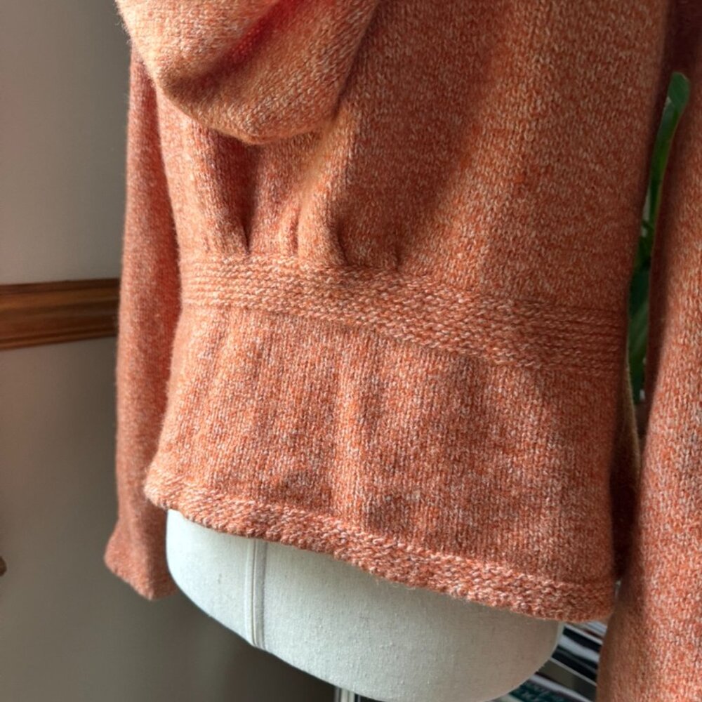 Sleeping On Snow, Anthropologie, Zip Hoodie Sweater, Orange, Crochet Pockets, XL - Picture 9 of 13